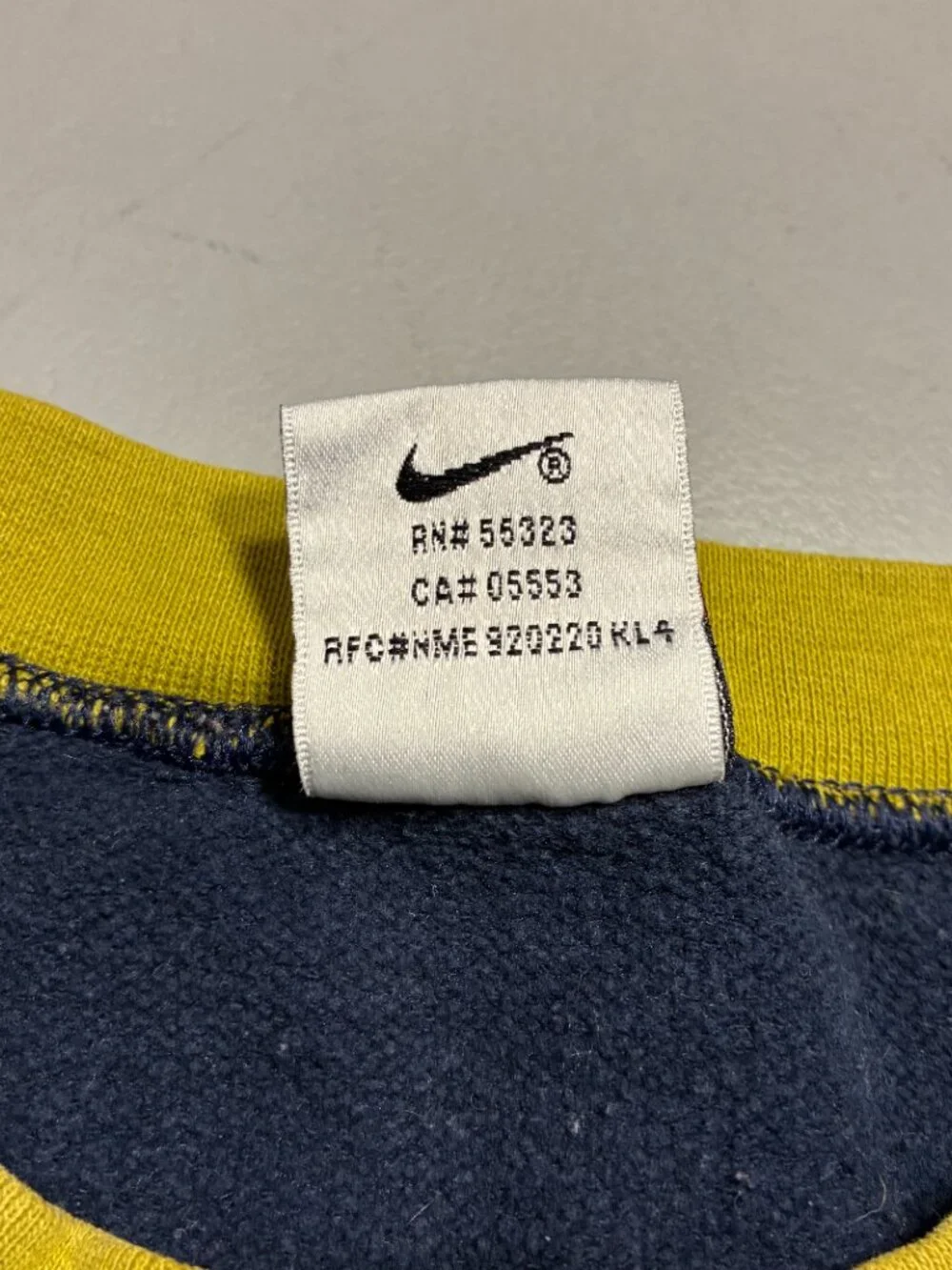 Nike Vintage 90s Colorblock Crewneck Sweatshirt, Navy/Chartreuse, Made in USA